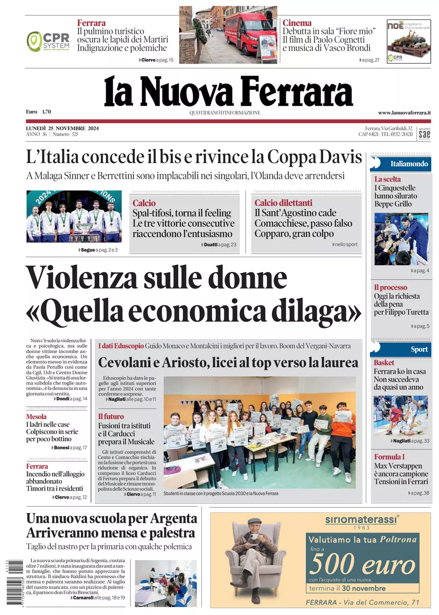 Prima-pagina-nuova ferrara-oggi-edizione-del-2024-11-25